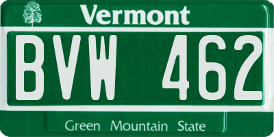 VT license plate BVW462
