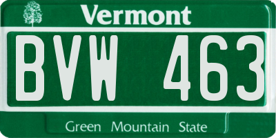 VT license plate BVW463
