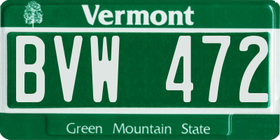 VT license plate BVW472