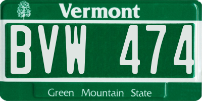 VT license plate BVW474