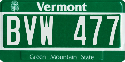 VT license plate BVW477