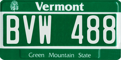 VT license plate BVW488