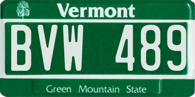 VT license plate BVW489