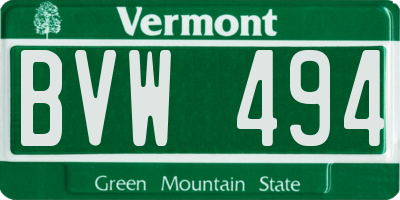 VT license plate BVW494