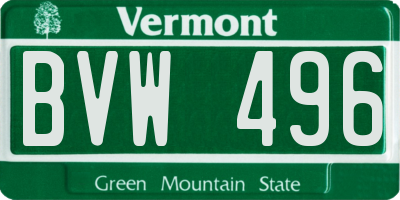 VT license plate BVW496