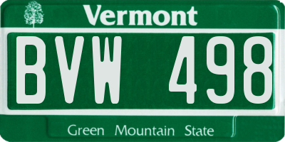 VT license plate BVW498