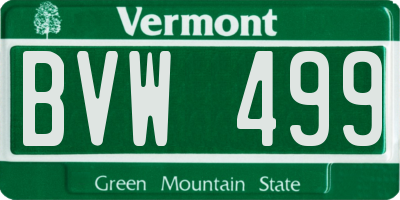 VT license plate BVW499