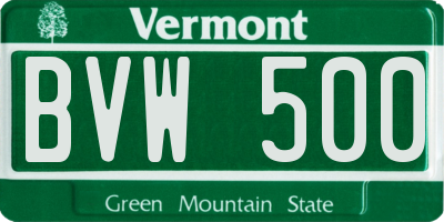 VT license plate BVW500