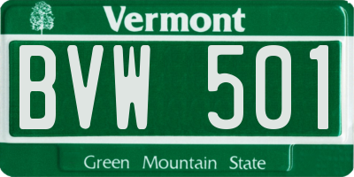 VT license plate BVW501