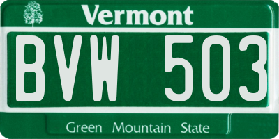 VT license plate BVW503