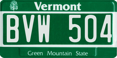 VT license plate BVW504