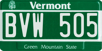 VT license plate BVW505