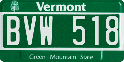VT license plate BVW518