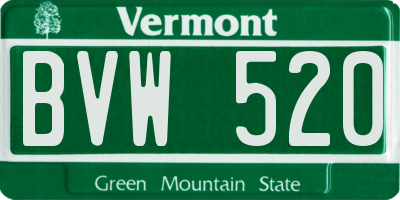 VT license plate BVW520