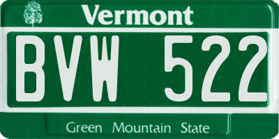 VT license plate BVW522