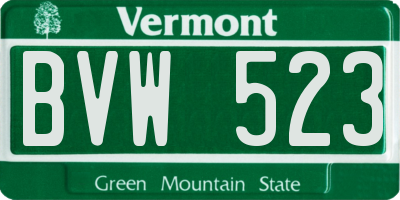 VT license plate BVW523