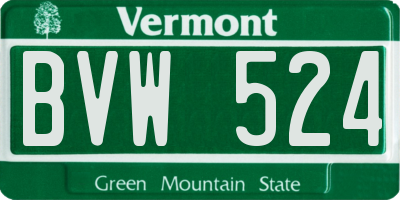 VT license plate BVW524