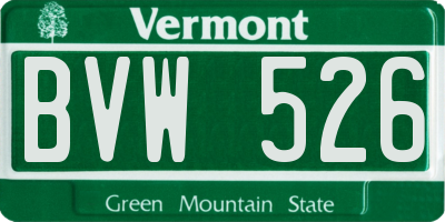 VT license plate BVW526