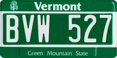 VT license plate BVW527