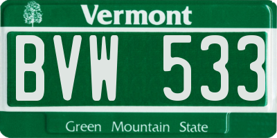VT license plate BVW533