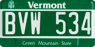 VT license plate BVW534