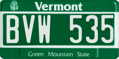 VT license plate BVW535