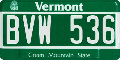 VT license plate BVW536