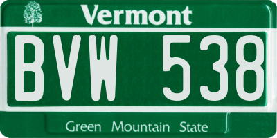 VT license plate BVW538