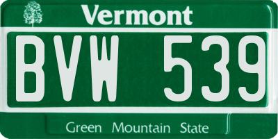 VT license plate BVW539
