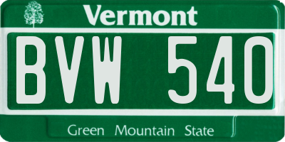 VT license plate BVW540