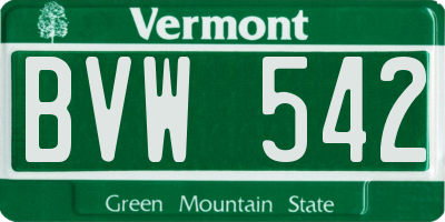 VT license plate BVW542