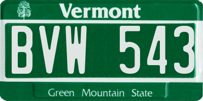 VT license plate BVW543