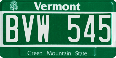 VT license plate BVW545