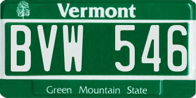 VT license plate BVW546