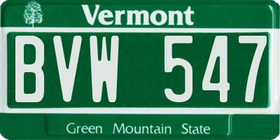 VT license plate BVW547