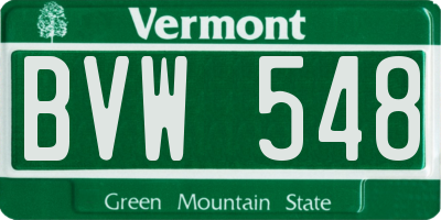 VT license plate BVW548