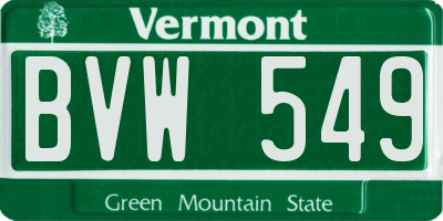 VT license plate BVW549