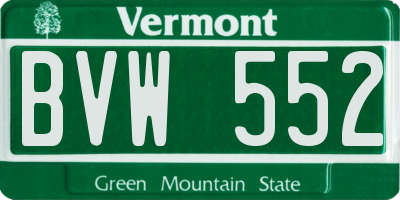 VT license plate BVW552