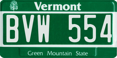 VT license plate BVW554