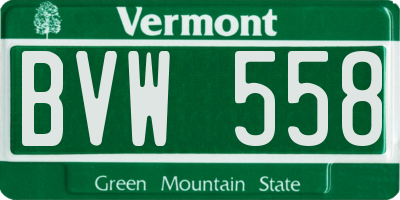 VT license plate BVW558