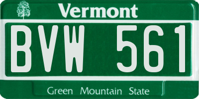 VT license plate BVW561