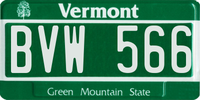 VT license plate BVW566