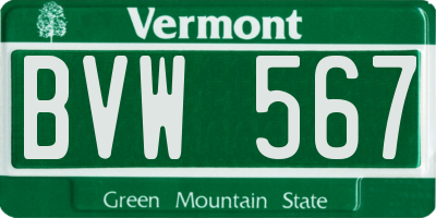 VT license plate BVW567