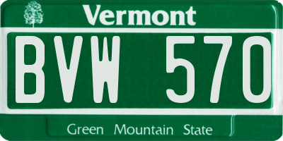 VT license plate BVW570
