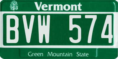 VT license plate BVW574