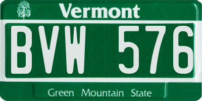 VT license plate BVW576