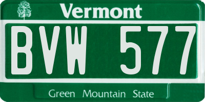 VT license plate BVW577