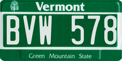 VT license plate BVW578