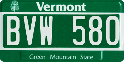 VT license plate BVW580