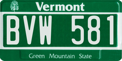 VT license plate BVW581